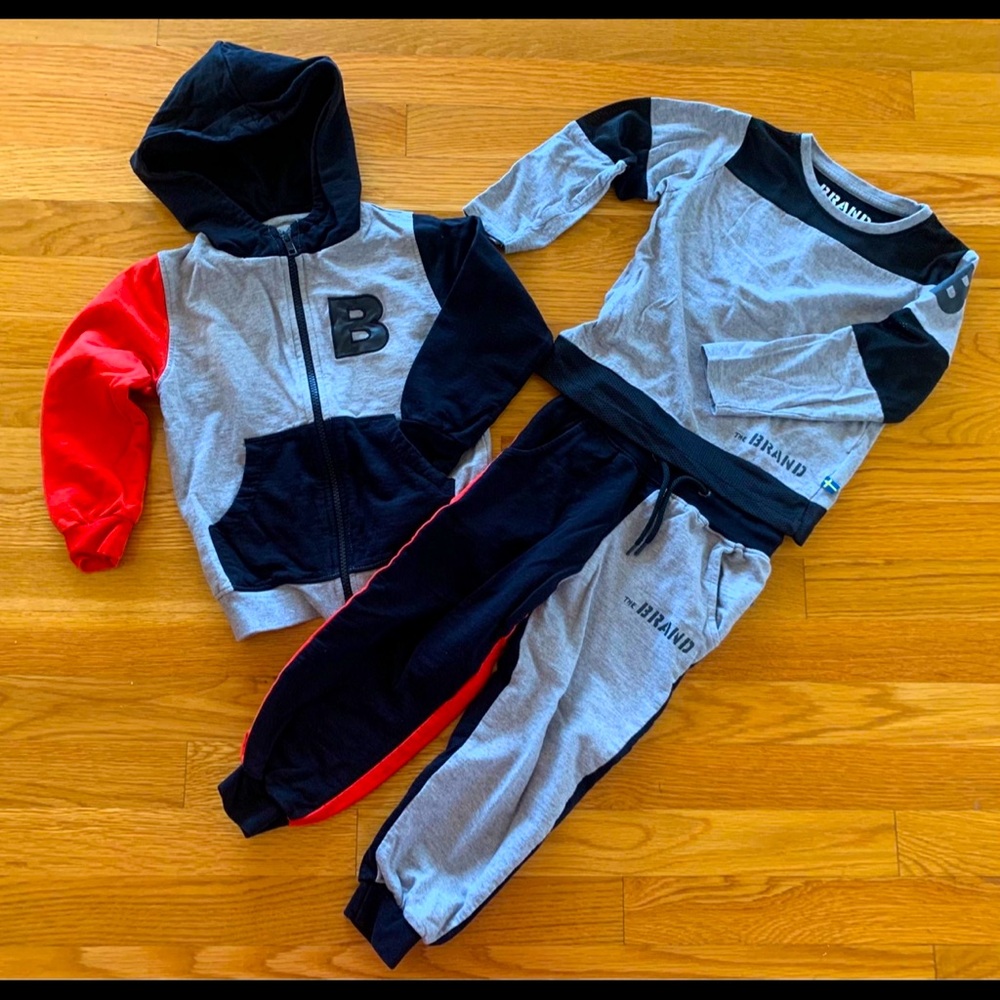 The BRAND Toddler Boys 3PC Tracksuit Set Hooded Jacket Sweat Pant Top Sz 2 92/98